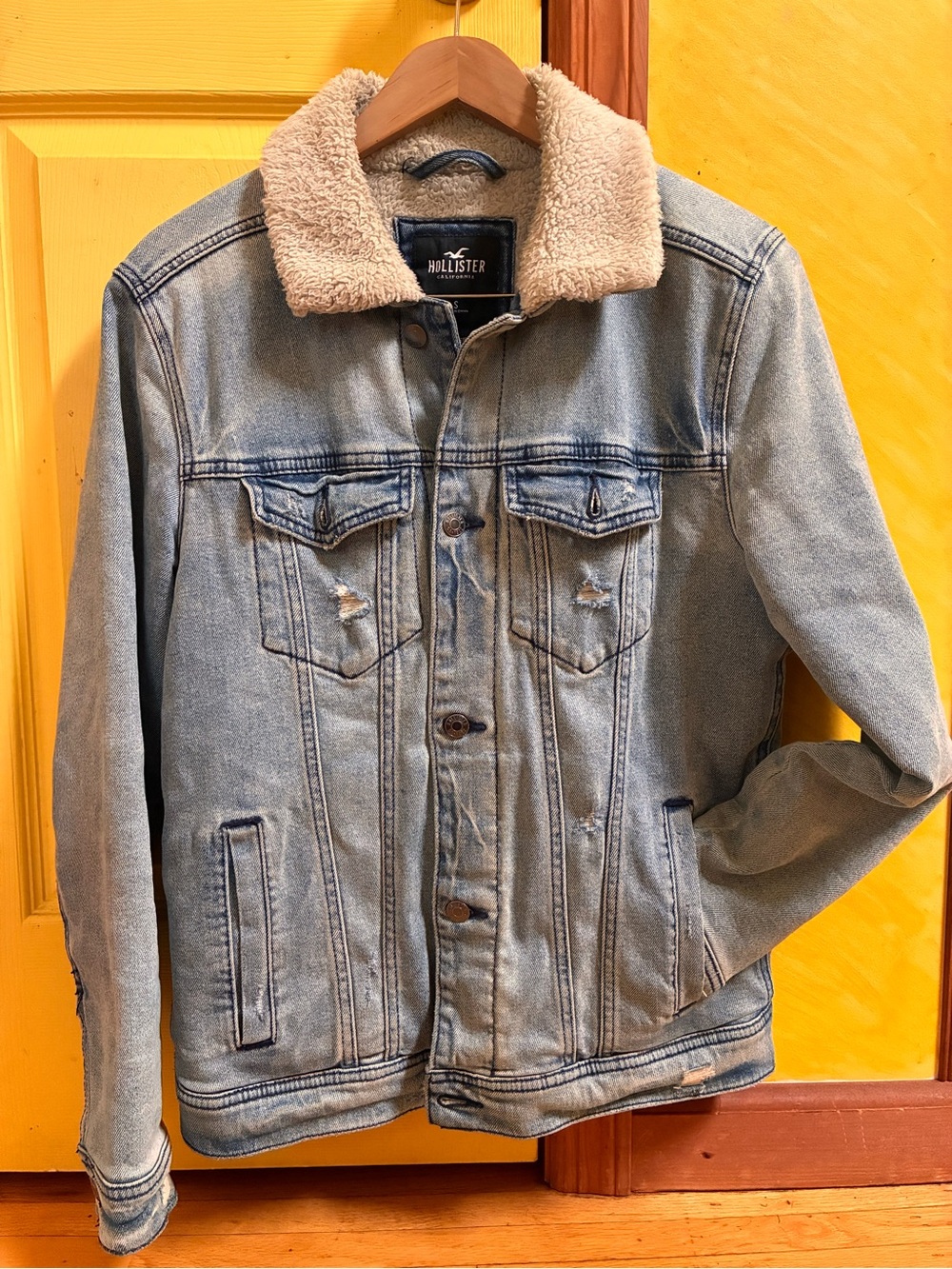 Hollister Light Blue Denim Sherpa Jacket